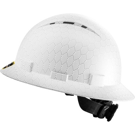Protectx Full Brim Vented Hard Hat, HDPE Fiber, 6 Point Adjustable suspension and ratchet, White HH-PE-17WH-MV-01